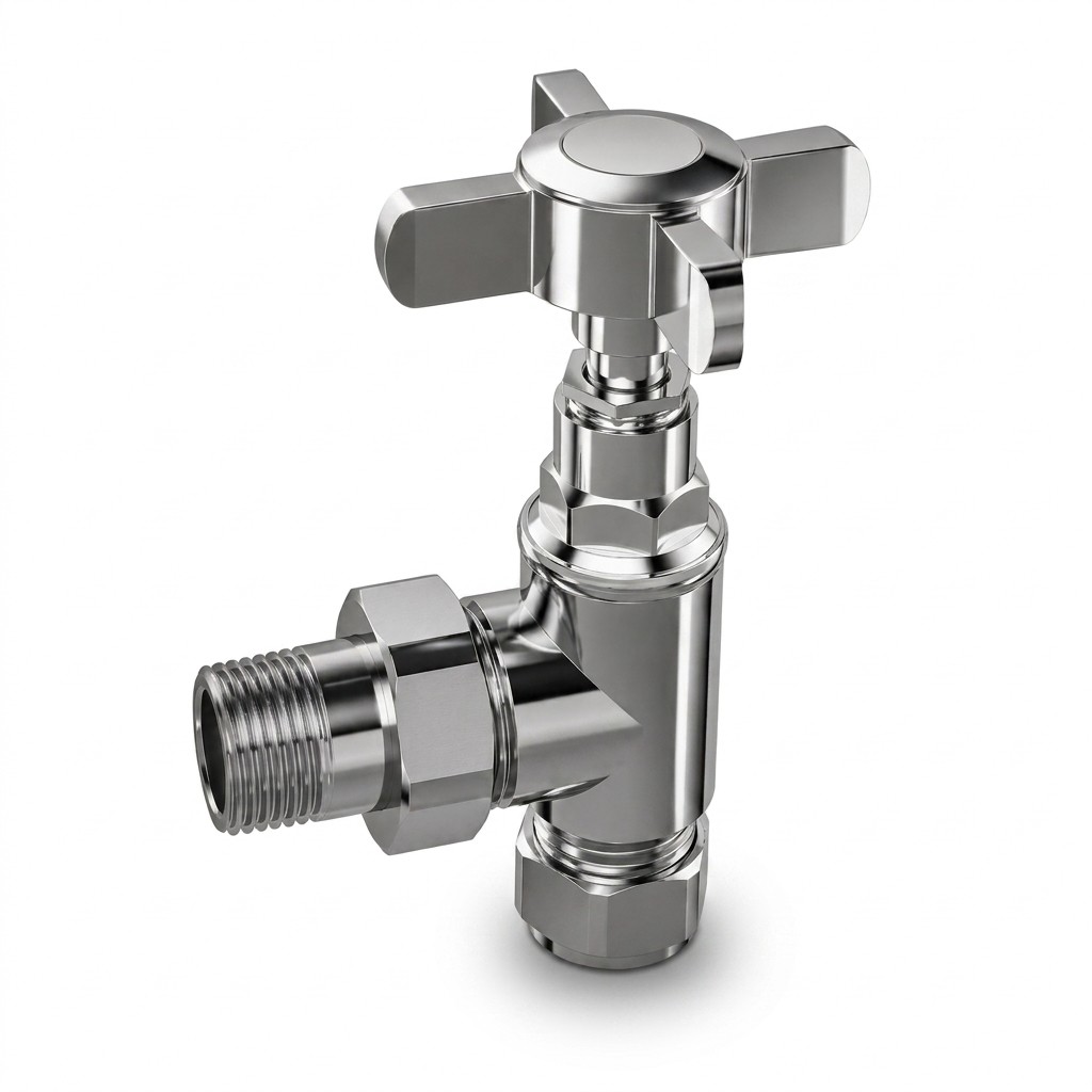 Myson Traditional Angled Radiator Valve — Chrome 15mm